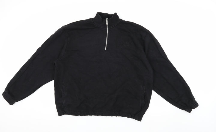 boohooMAN Black XL Men's Lightweight 1/4 Zip Sweatshirt
