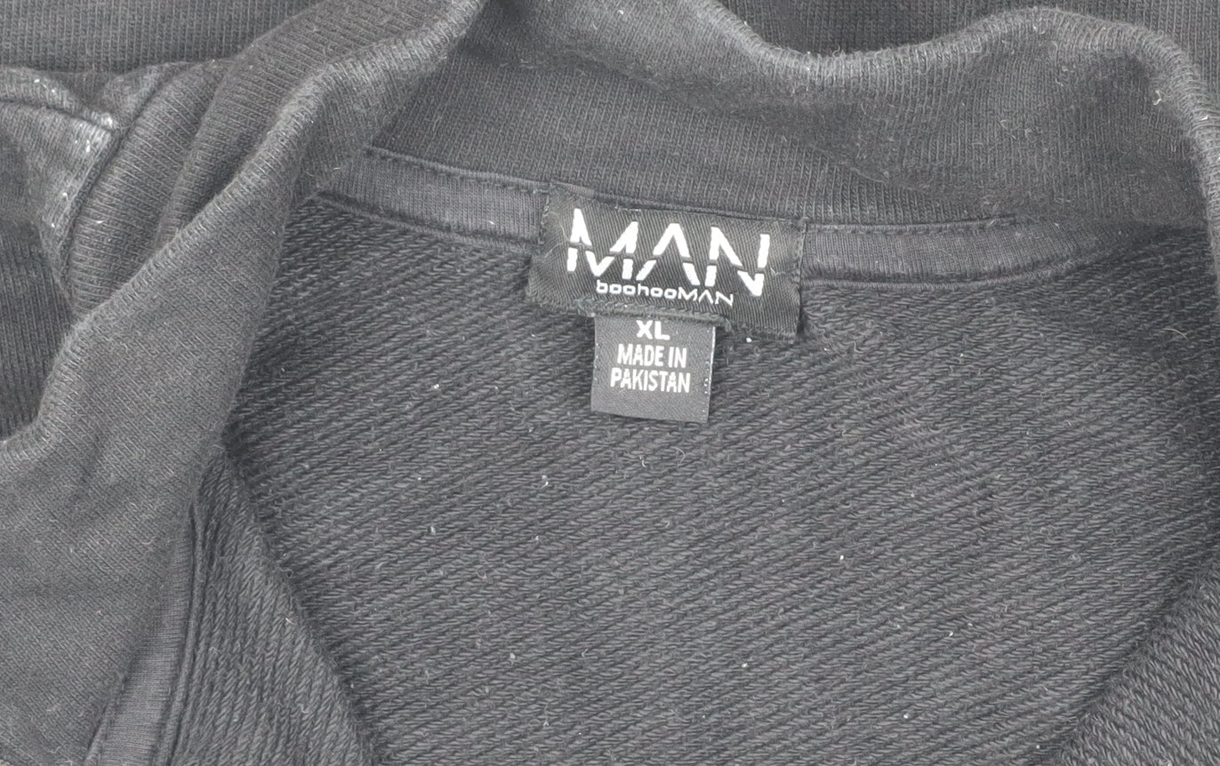 boohooMAN Black XL Men's Lightweight 1/4 Zip Sweatshirt