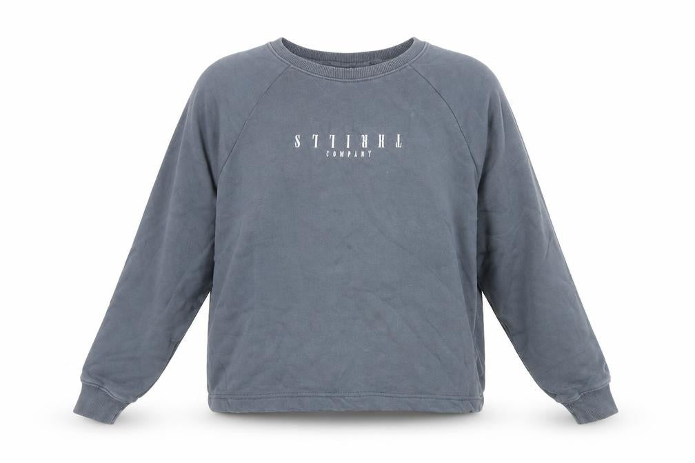 Front view of Thrills Women's Blue Pullover Sweatshirt, size 0