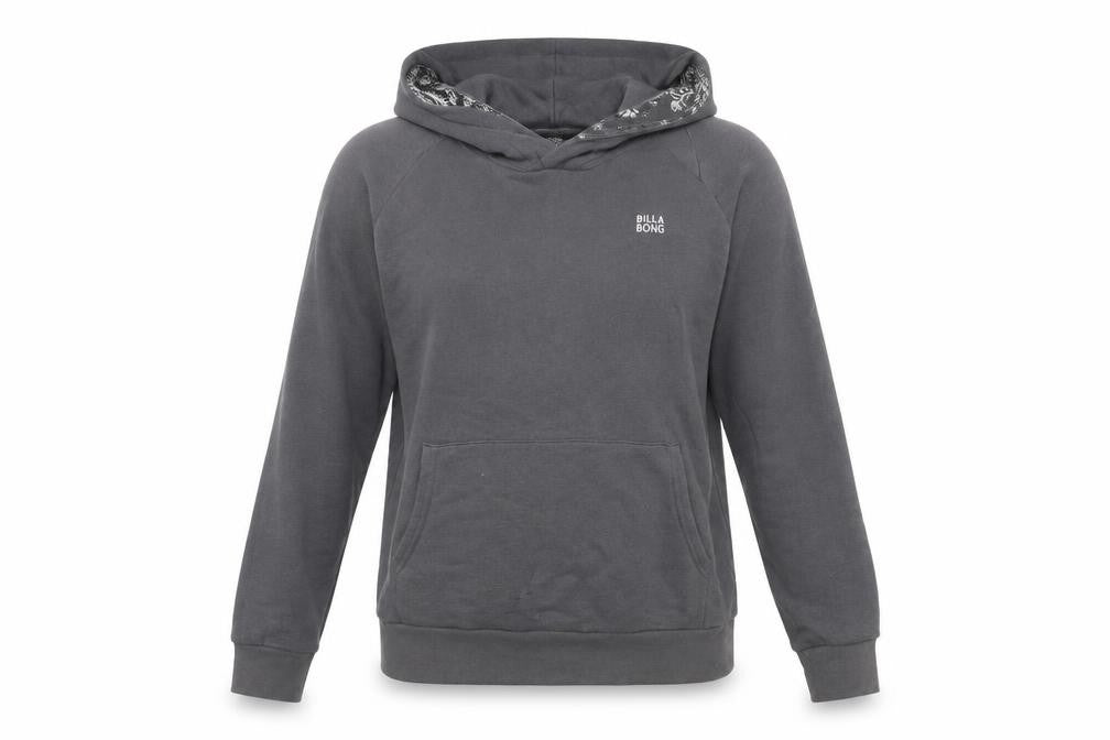 Front view of Billabong Women's Grey S Pullover Hoodie with Logo