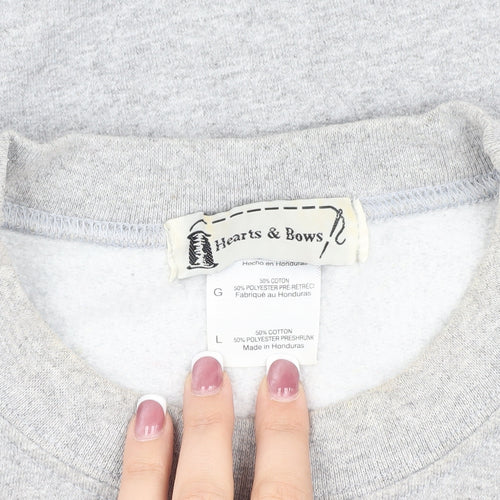 Hearts & Bows Unisex Grey Pullover Sweatshirt L