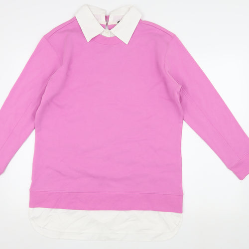Threadbare Women's Pink Collared Pullover Sweatshirt M