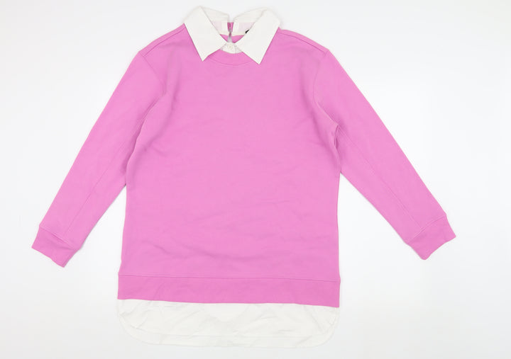 Threadbare Women's Pink Collared Pullover Sweatshirt M