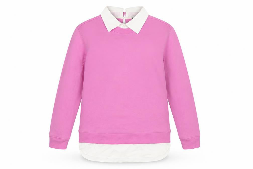 Threadbare Women's Pink Collared Pullover Sweatshirt M