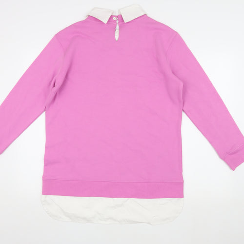 Threadbare Women's Pink Collared Pullover Sweatshirt M