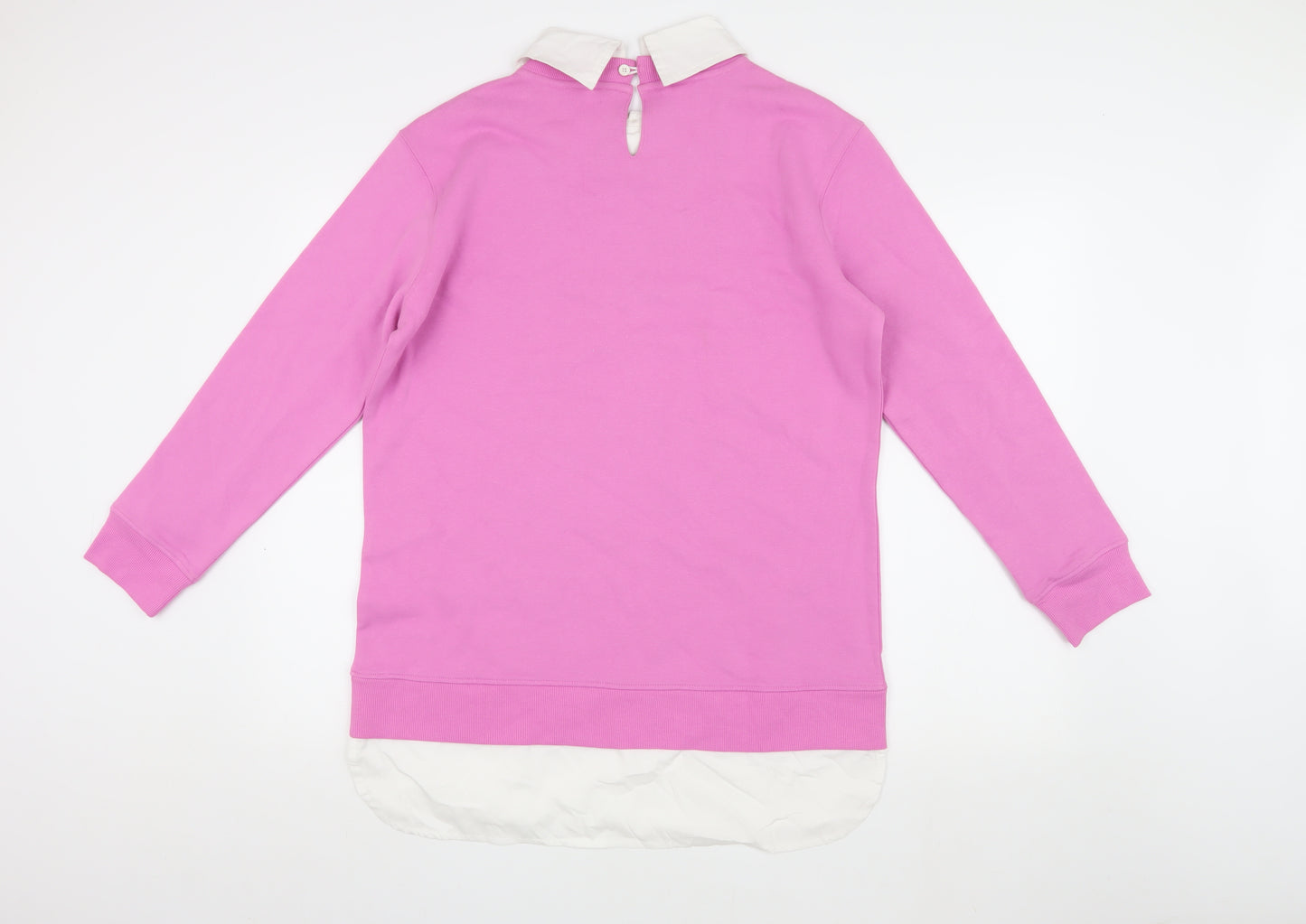Threadbare Women's Pink Collared Pullover Sweatshirt M