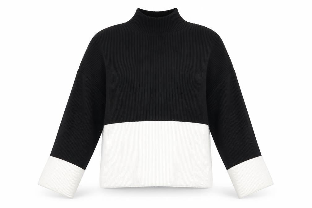 Front view of Mango Women's Black/White Knit Jumper, size 12