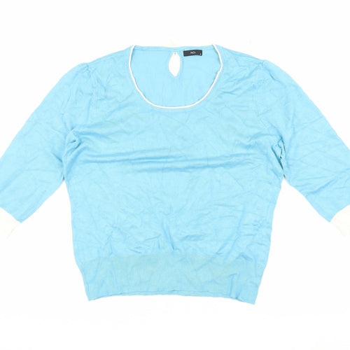 M&Co Women's Blue Pullover Jumper Size 16, Scoop Neck