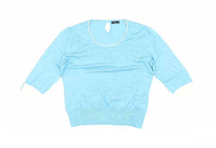 M&Co Women's Blue Pullover Jumper Size 16, Scoop Neck