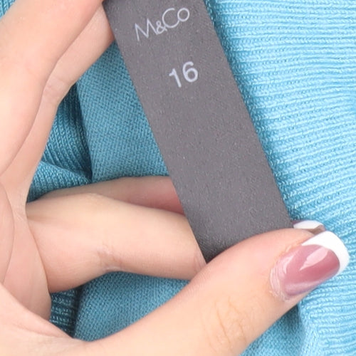 M&Co Women's Blue Pullover Jumper Size 16, Scoop Neck