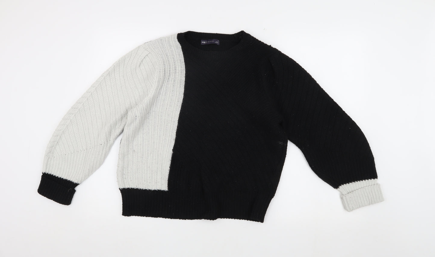 Marks and Spencer Women's Black Grey Crew Neck Jumper
