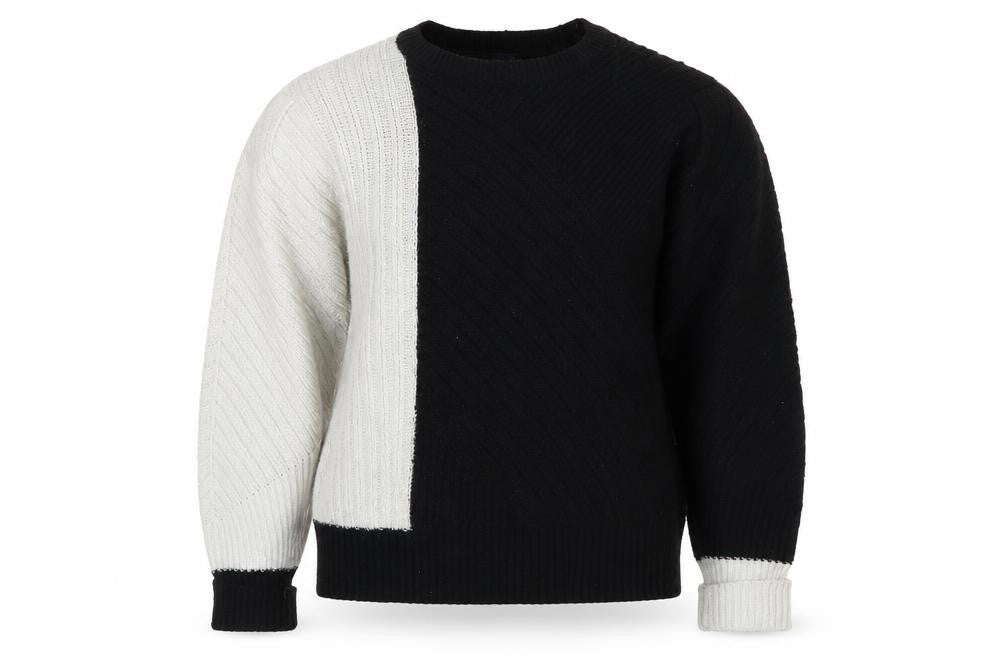 Front view of Marks & Spencer Women's Black Grey Crew Neck Jumper