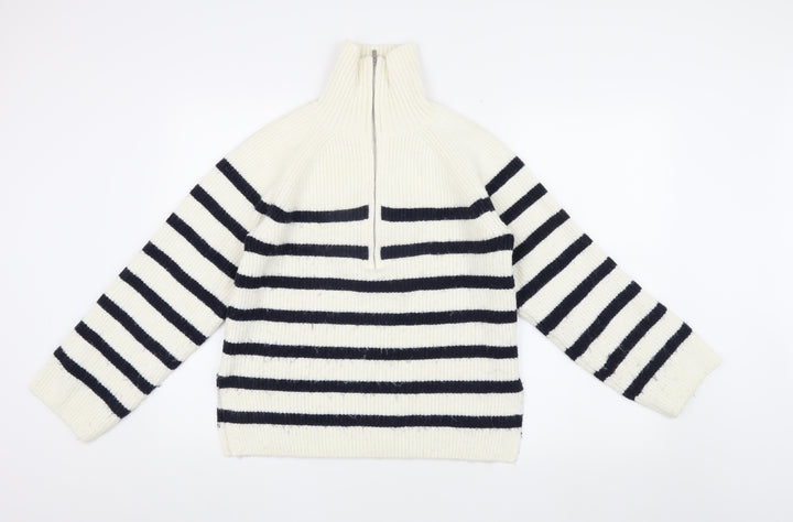 H&M Women's Ivory Striped Pullover Jumper S