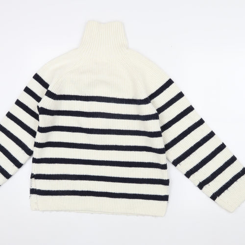 H&M Women's Ivory Striped Pullover Jumper S