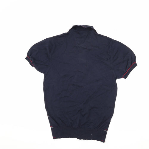 Fred Perry Unisex Blue Striped Polo Shirt UK 12