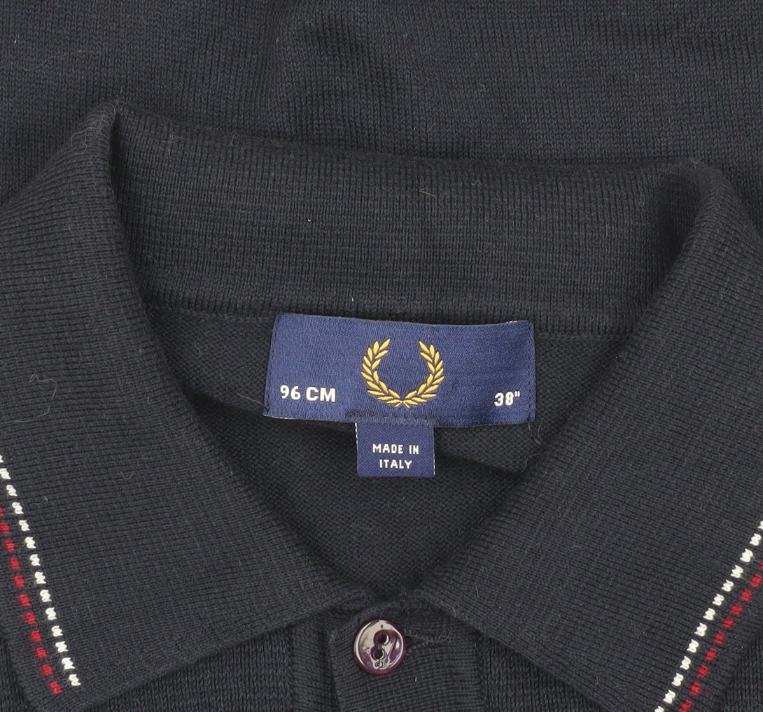 Fred Perry Unisex Blue Striped Polo Shirt UK 12