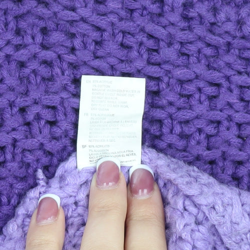 Cloth by R.D Women's Purple Chunky-Knit Pullover Jumper