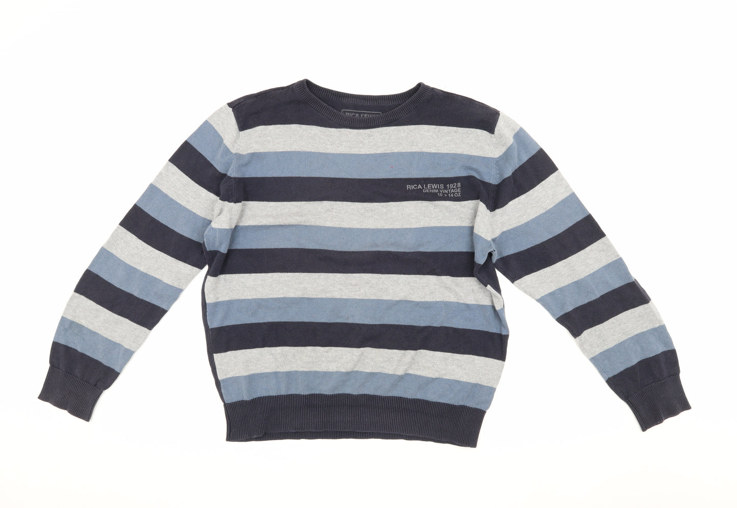 Rica Lewis Men's Blue Striped Pullover Jumper L