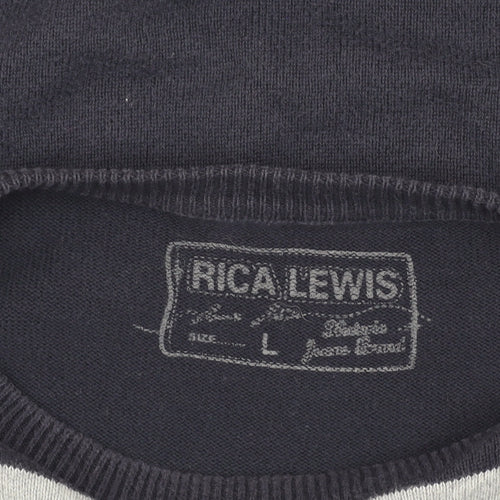 Rica Lewis Men's Blue Striped Pullover Jumper L