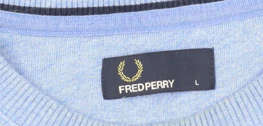 Fred Perry Men's Blue Sweatshirt, L, Crew Neck Pullover