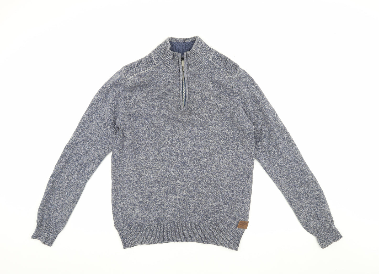 Threadbare Men's Blue 1/4 Zip Knit Sweatshirt M
