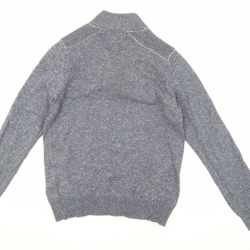 Threadbare Men's Blue 1/4 Zip Knit Sweatshirt M
