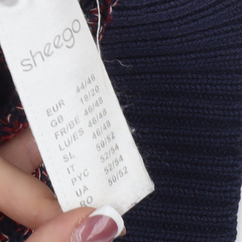 Sheego Women's Multicoloured Cowl Neck Pullover Jumper