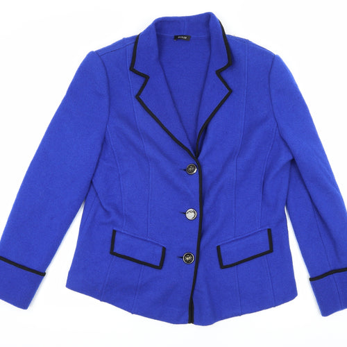 Basilier Women's Blue Blazer Size 14 Lined Notch Lapel