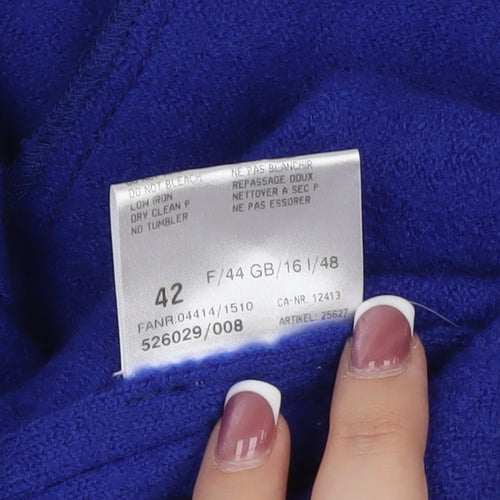 Basilier Women's Blue Blazer Size 14 Lined Notch Lapel
