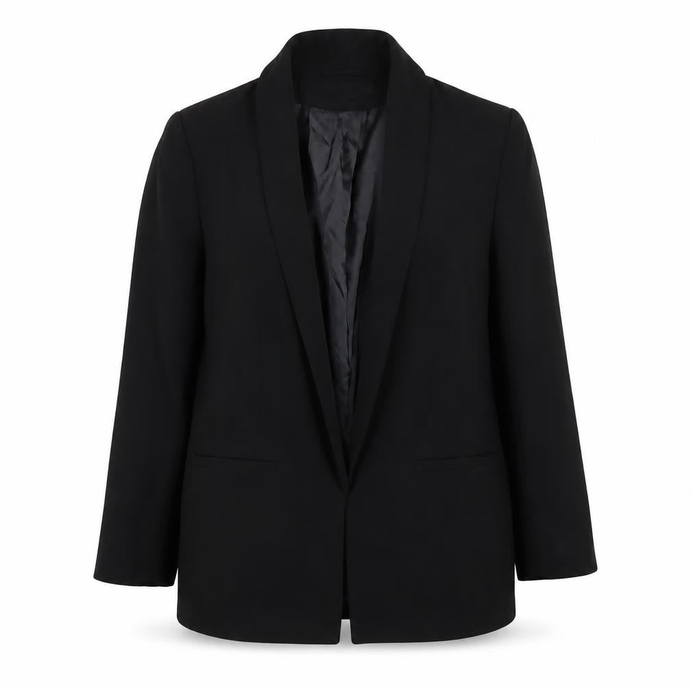 Front view of H&M Women's Black Blazer UK 10, Regular Fit, Lined
