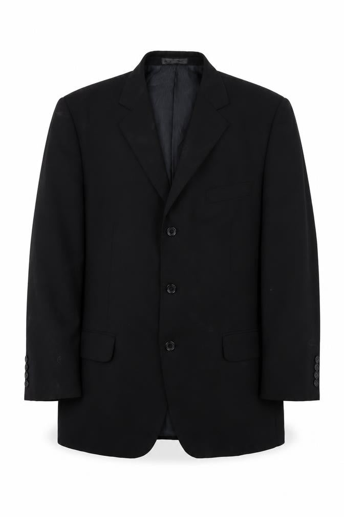Front view of Jack Reid Men's Black Blazer, size 42, Short Length