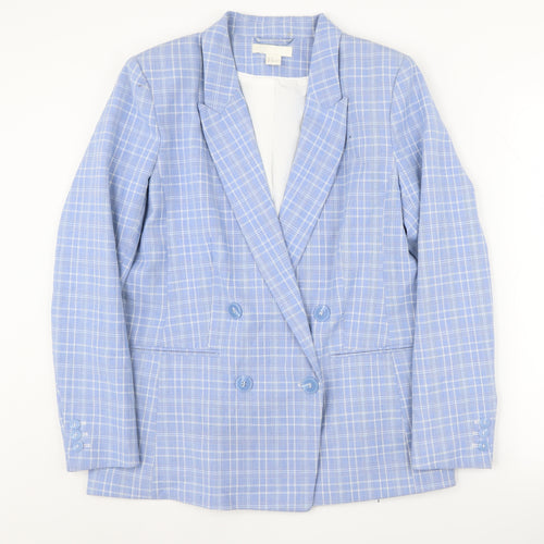 H&M Women's Blue Check Blazer Size 12