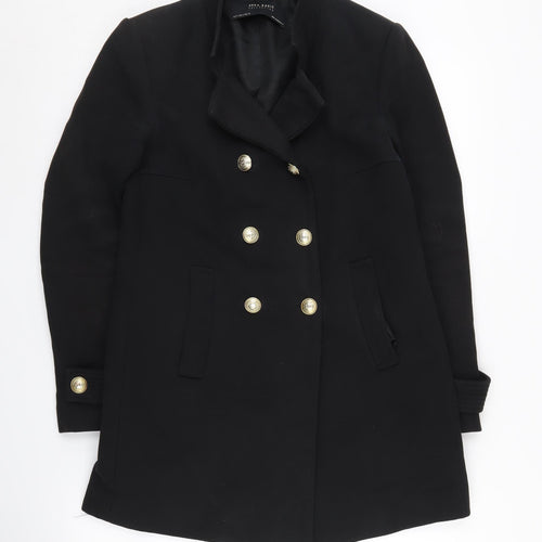 Zara Women's Black Wool Pea Coat S Casual Workwear