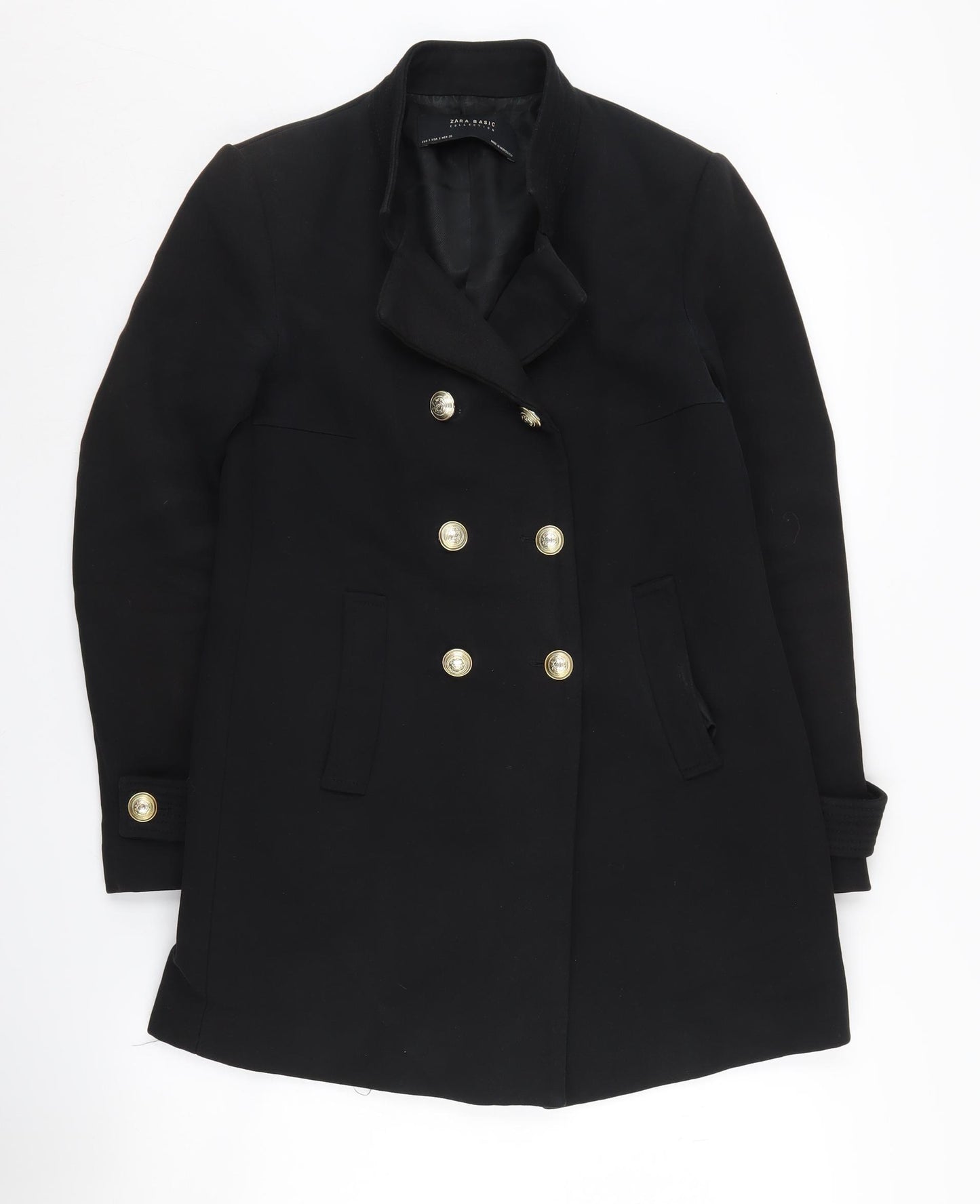 Zara Women's Black Wool Pea Coat S Casual Workwear
