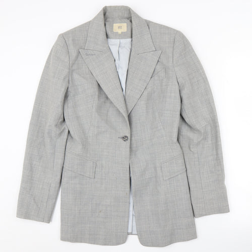 Oasis Women's Grey Check Suit Jacket Size 10