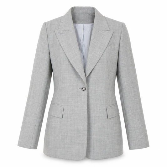 Front view of Oasis Women's Grey Check Suit Jacket, size 10