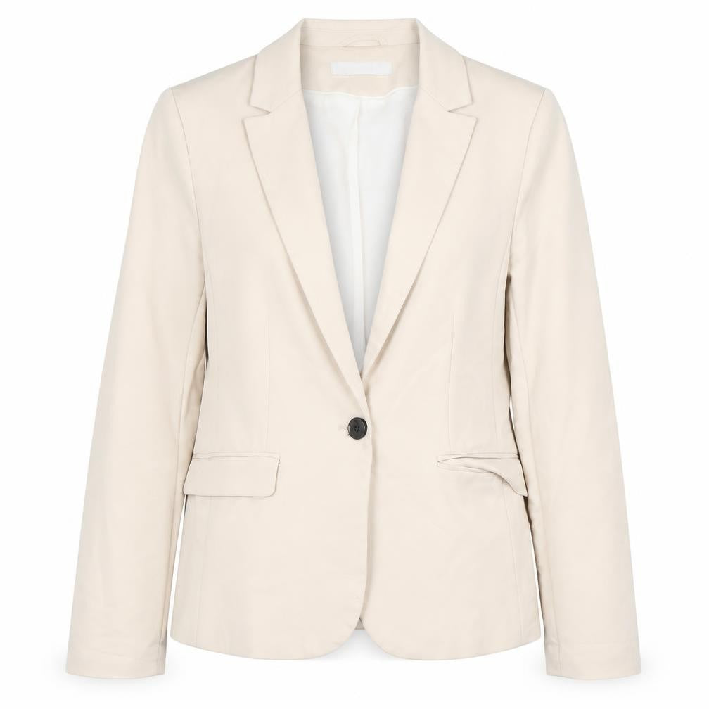 Front view of H&M Women's Beige Blazer, size 10, Classic Fit
