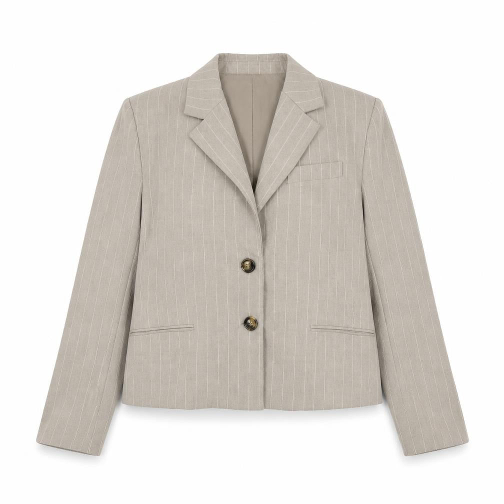 Mango Beige Suit Jacket Women's Size L, Two-Button