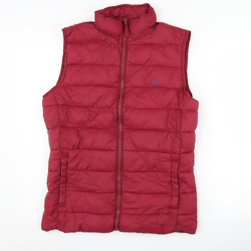 Joules Women's Red Puffer Waistcoat, S, Full Zip, Casual