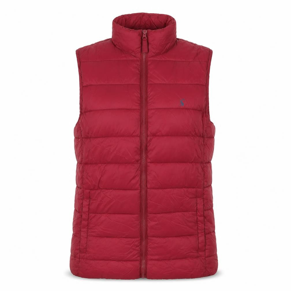 Joules Women's Red Puffer Waistcoat, S, Full Zip, Casual