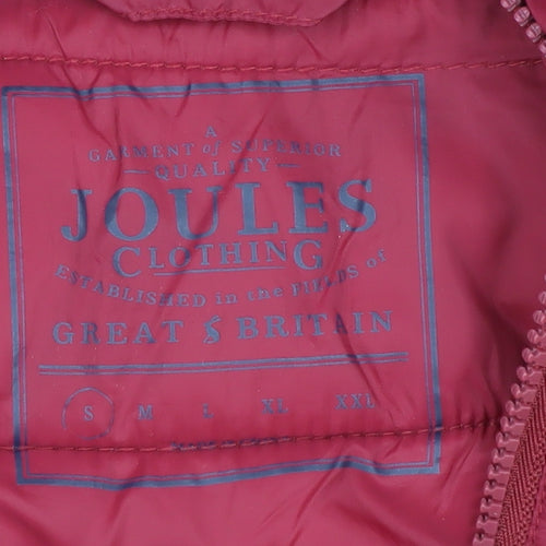 Joules Women's Red Puffer Waistcoat, S, Full Zip, Casual