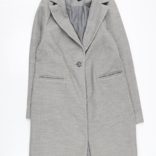 New Look Women's Grey Overcoat Size 8