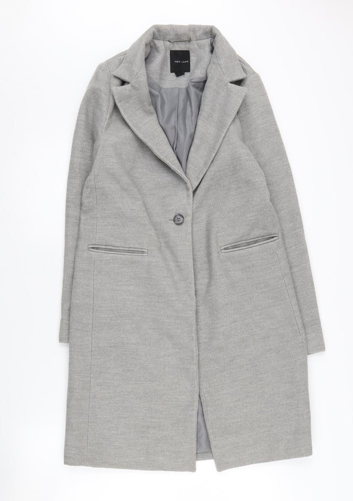 New Look Women's Grey Overcoat Size 8