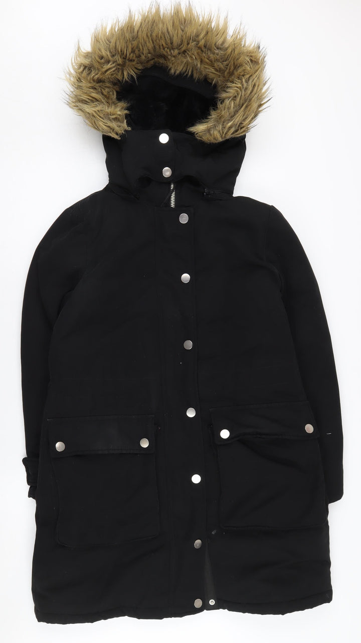 Warehouse Women's Black Parka Coat Size 8