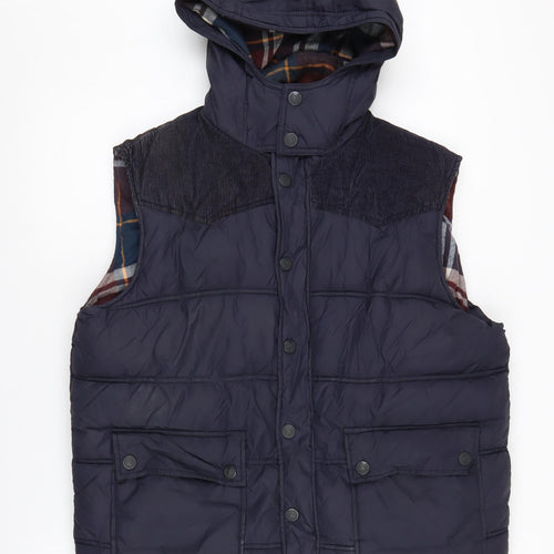 Easy Men's Blue Puffer Waistcoat, Hooded, Size L