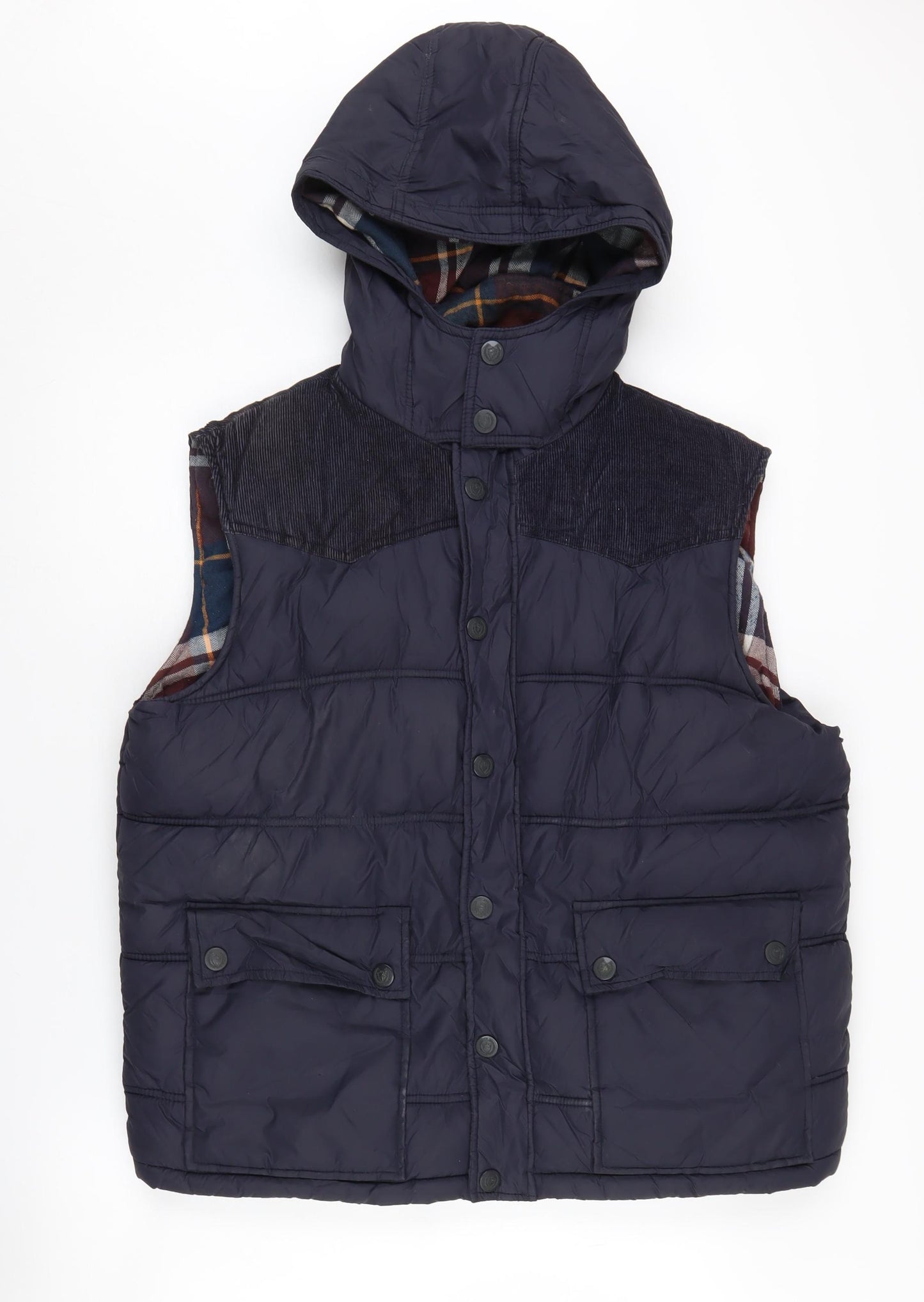 Easy Men's Blue Puffer Waistcoat, Hooded, Size L