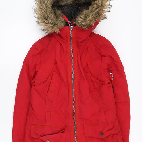 Next Women's Red Hooded Parka Jacket Size 10