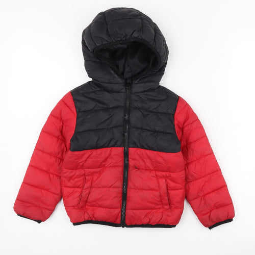Lupilu Boys Red Black Puffer Jacket, 4 Years, Waterproof, Hooded