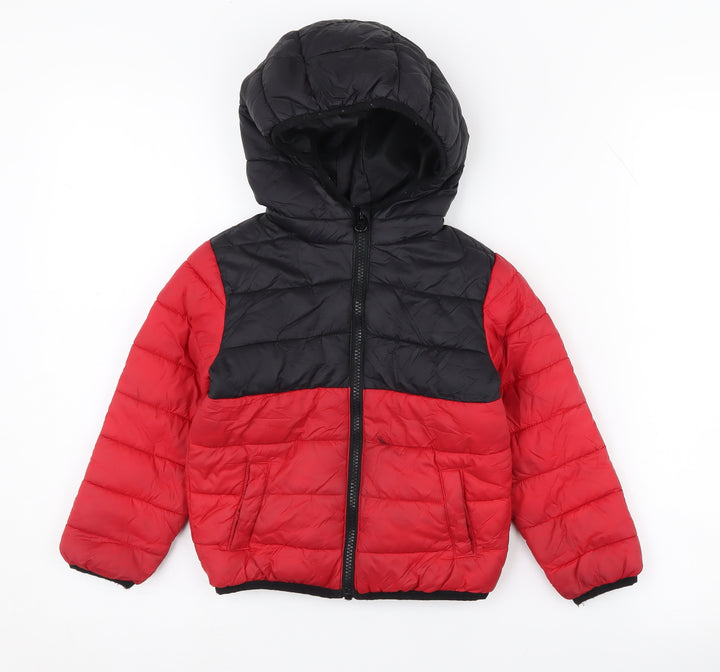 Lupilu Boys Red Black Puffer Jacket, 4 Years, Waterproof, Hooded