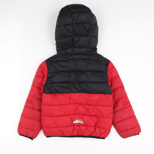 Lupilu Boys Red Black Puffer Jacket, 4 Years, Waterproof, Hooded